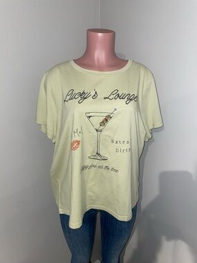 Lucky Brand Graphic 'Lucky's Lounge' Martini Tee in Pale Green XXL